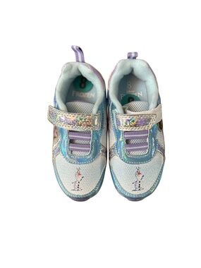 Disney Frozen Olaf Light Up Sneakers Size 8 Kids Blue Purple Iridescent Sparkle